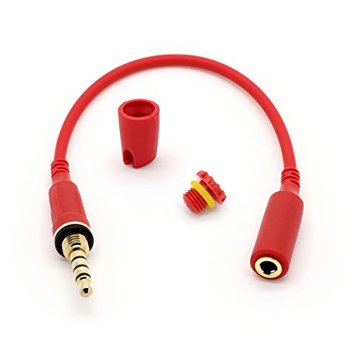 iPhone 6 FRE, NUUD / iPhone 6 Plus NUUD / iPhone 6s FRE Replacement LifeProof Headphone Adapter / Wire / Connector, Includes Headphone Jack Cover / Plug (RED round wire)