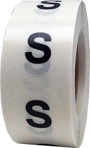 Clear Round Clothing Size Stickers That Say S (Small) | Adhesive Labels for Apparel Retail - 500 Total | 0.75 Inches in Diameter - Clear Size Dots With Black Print - Apparel Safe Adhesive | Acid Free | Eco-Friendly Print - 500 Total Size Labels
