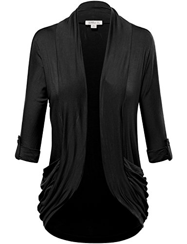 FPT Womens 3/4 Roll-Up Sleeve Open Rayon Cardigan (S-3XL)