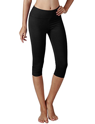 Yoga Reflex Women's Tummy Control Yoga Pant Workout Running Capri Pants - Pocket