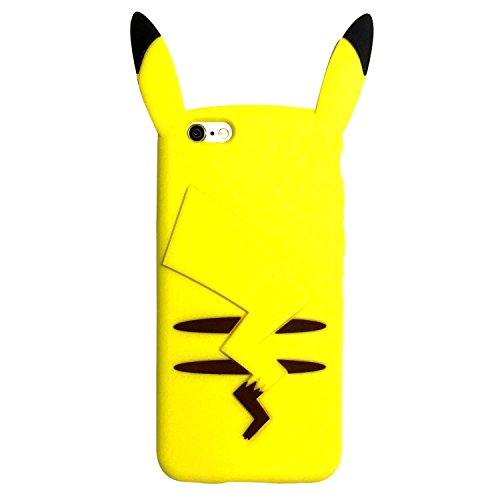 iPhone 6S Case, MC Fashion Cute 3D Japanese Cartoon Character Pikachu Pokemon Protective Silicone Case Cover for Apple iPhone 6/6S (Pikachu)