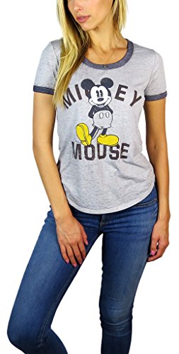 Disney Womens Mickey Mouse Burnout Ringer Tee
