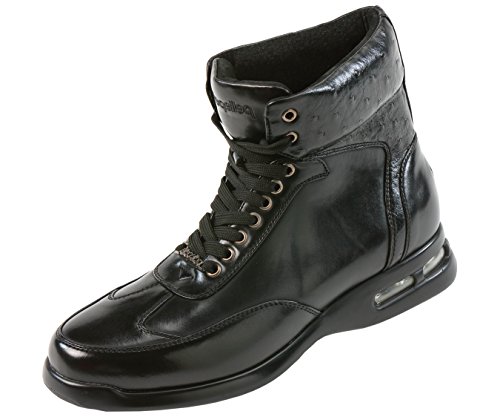 

Pelle Pelle Mens High Top Air Bottom Casual Sneaker Boot in Black Smooth with Ostrich Quill Printed Collar : Style PP1501 Black-000