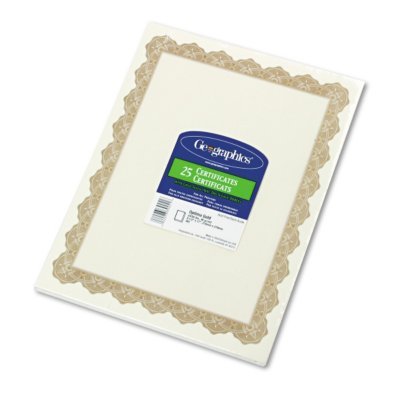 

Parchment Paper Certificates, Optima Gold Border, 25/Pack [Set of 2]