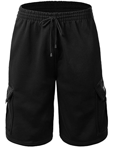 iDarbi Mens Loose Fit Fleece Cargo Shorts Solid Colors (S-5XL Avail)