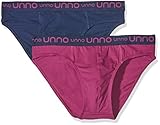 Unno Slip algodón elástico - Slip para hombre, pack de 2, color Frambuesa/Azul Marino, talla L