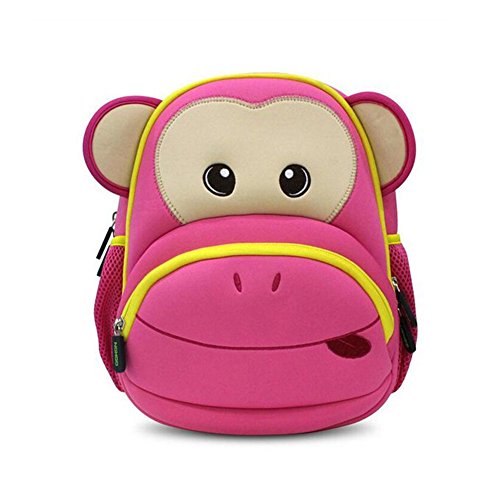 BINGONE NOHOO Kids Shoulder Bag 5D Cartoon Zoo Animal Pink Monkey