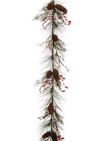 

Silk Plants Direct Long Needle Pine Cone, Cedar, Pine and Berry Garland (Pack of 2)