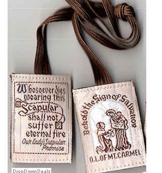 Traditional Best Brown Mt. Carmel Scapular Brown Cord. 100% Wool & Hand-made in USA By Nuns. Cord Is 18 Inches in Length- Quantity 4