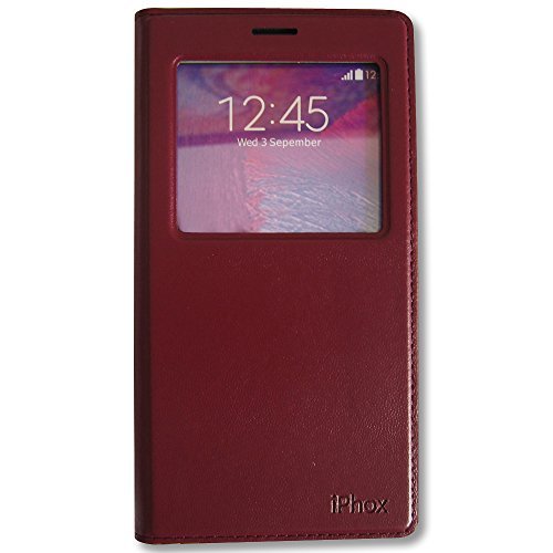Galaxy Note 4 Case,Window View With Invisible Magnetic Closure Flip Leather Cover Folio Case Stand Card Holder Slot for Samsung Galaxy Note 4 (Plum)