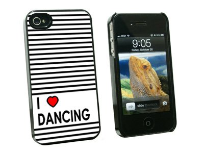 

Graphics and More I Love Heart Dancing Snap-On Hard Protective Case for Apple iPhone 4/4S - Non-Retail Packaging - Black