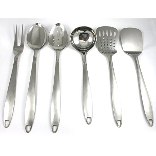 6 Stainless Steel Kitchen Tools Cooking Utensil Serving Set Server Spatula Spoon