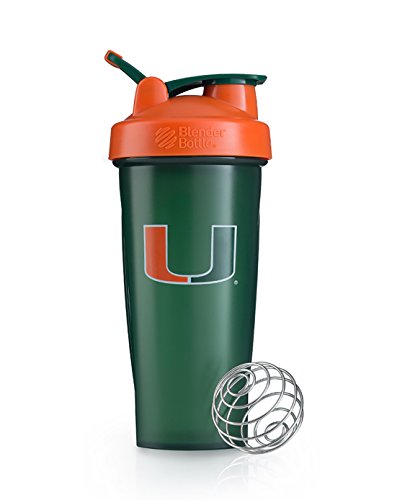 BlenderBottle Classic NCAA Collegiate Shaker Bottle, University of Miami - Green/Orange, 28-Ounce