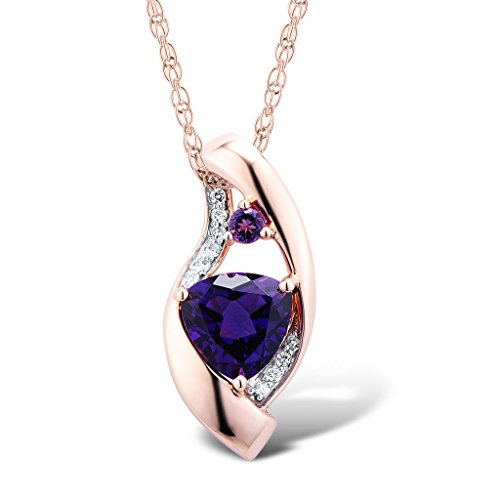 Amethyst Necklace in 10k Rose Gold Diamond and Rhodium Plated Accents with Chain
