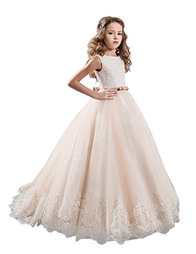 Algopix Similar Product 10 - Ivory Long Lace Flower Girl Dresses
