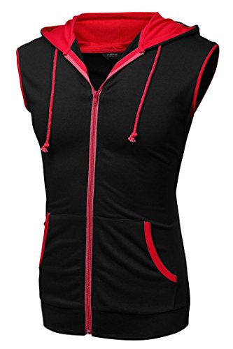 Coofandy Mens Casual Sleeveless Hoodie Zip Up Vest with Pockets