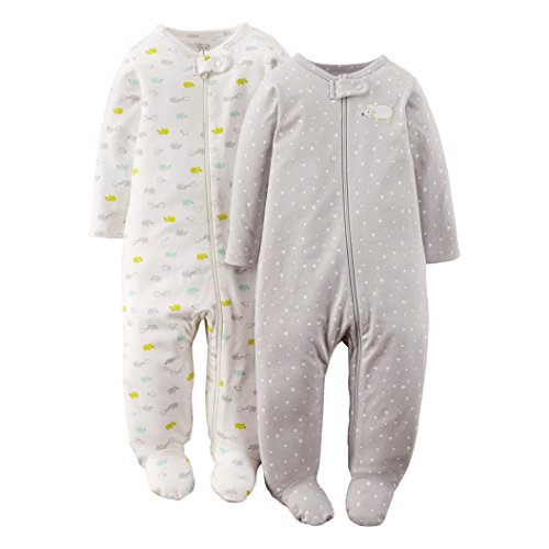 Just One You By Carter's Unisex-Baby 2-Pack Footed Sleeper - Gray