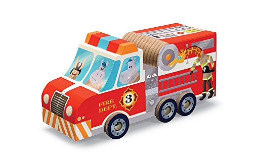 Crocodile Creek Fire Engine Truck 24 piece Jigsaw Puzzle + Vehicle Play Set