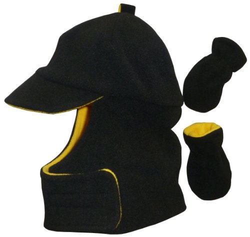 N'Ice Caps Boys Wrap Around Fleece Jockey Hat and Mitten Set