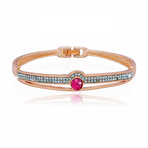 S&E Women's European Style Rose Gold Plated Shiny Crystal Cuff Bracelet