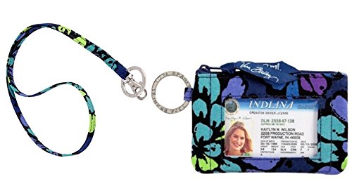 Vera Bradley Zip Id Case and Lanyard in Indigo Pop