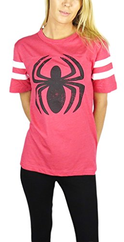 Spider-man Womens Logo Varsity Football Tee Red Heather