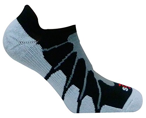 Sox Italy No Show Ghost Socks - Silver Drystat Plantar Support Performance Socks - Black, Medium - SS6011