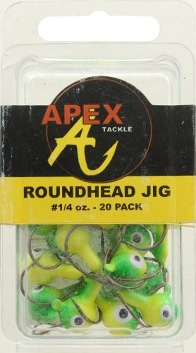 

Apex Jig Heads (Pack of 20), 1/4-Ounce, Chartreuse/Green