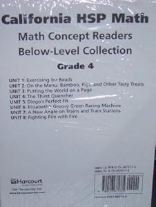 Math, Below-level Reader Collection Grade 4 Teacher Guide: Harcourt School Publishers Math California