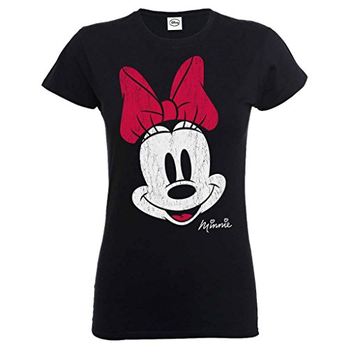 Disney Women's Minnie Mouse Distressed Face T-Shirt
