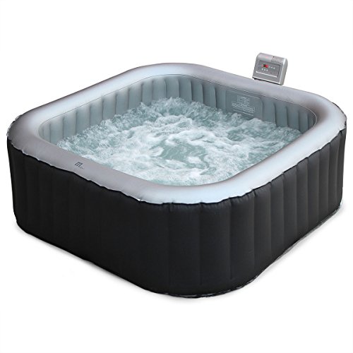 Alice's Garden - Spa gonflable carré - Toronto gris - Jacuzzi 6 personnes carré 185cm, PVC, pompe, chauffage, gonfleur, filtre, bâche et tapis de sol