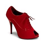 4 3/4 Inch Hee Sexy Red Velvet Oxford Pump Shoe Lace Up Bootie