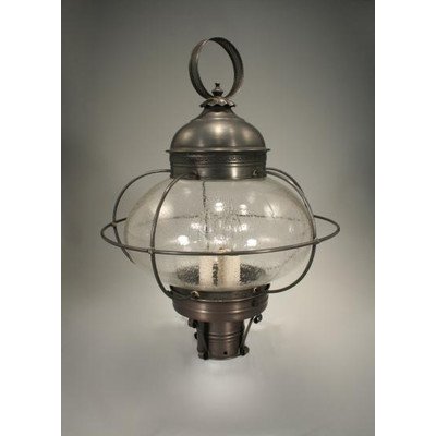 

Caged Onion Post Verdi Gris With Galley 3 Candelabra Sockets Frosted Glass