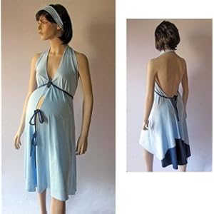 Pretty Pushers Labor & Delivery Gown, A Dressed Up Delivery, Blue