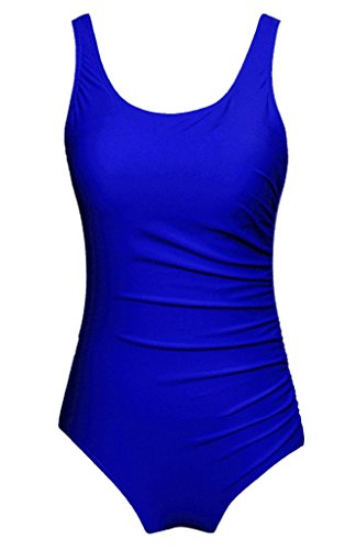 Wantdo Vintage Classic Athletic Backless Solid One Piece Swimsuit