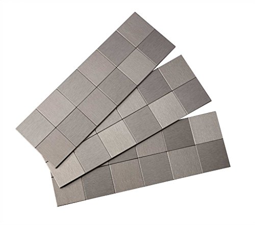 Aspect Peel and Stick Backsplash 12inx4in Square Stainless Matted Metal Tile Sample for Kitchen and Bathrooms