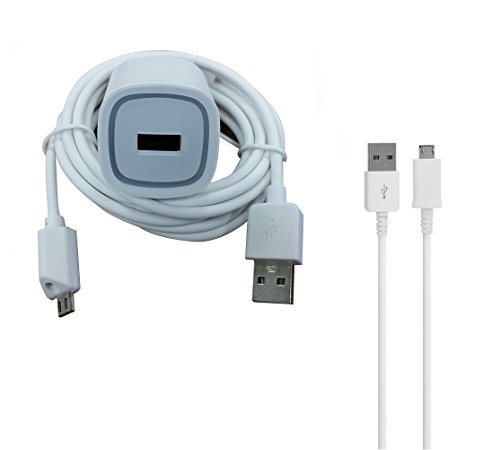 Samsung Galaxy S7 S6 Note 4 5 New Travel Home Wall Fast Charger + EXTRA 5 Foot Cable 5v / 2.4 Amp Compatible with Motorola LG HTC Samsung - White