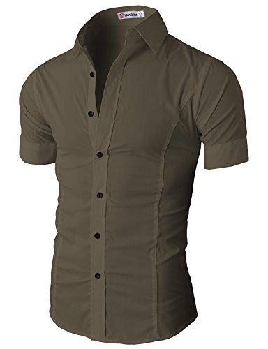 H2H Mens Casual/Dress Basic Designed Button Closure Slim Fit Shirts