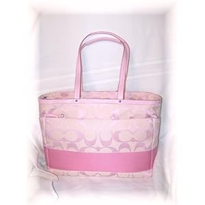 Coach Signature Stripe Multifunction Diaper Baby Bag Purse Tote 13803 Pink