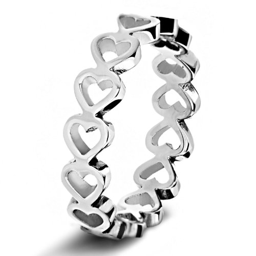 Women's Stainless Steel Open Heart Eternity Ring (5 mm)
