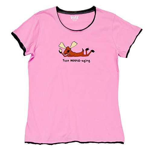 Lazy One Women's Text Moose-aging Fitted Pajama Tee