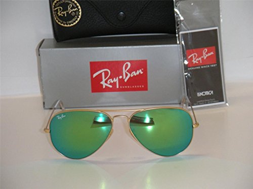 Ray Ban 3025 Aviator RB 3025 112/19 58mm Matte Gold Frame w/ Multi Green Mirror