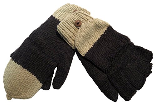 Alpaca Men's Wool Fleece Lined Texting Fingerless Hooded Gloves Mittens 4 iPhone