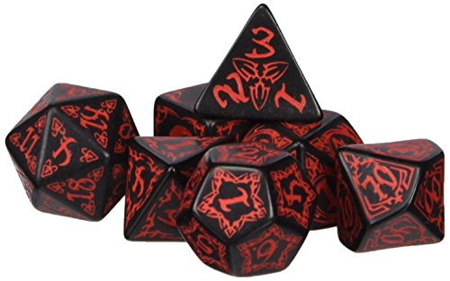 Q-Workshop STRI06 Tribal Dice Black Red Dice Set 7