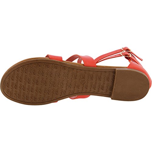 Strappy Women's Gladiator Thong Flat Sandals- Casual Dress Low Flat Heel- Ankle Strap Cut Out Shoe