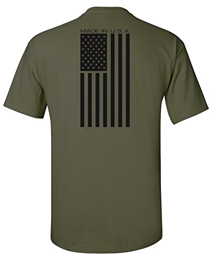 Made USA Flag Subdued Banner Print T-Shirt - Military Green