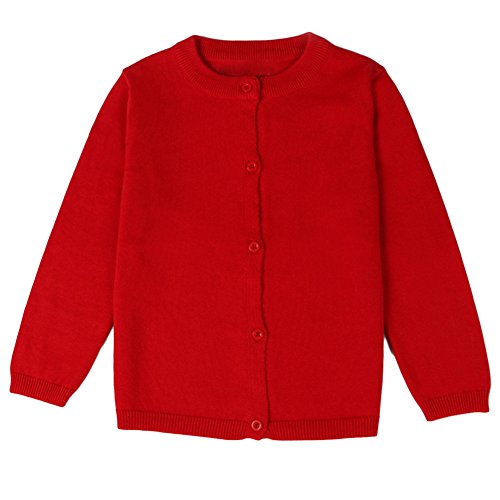 ASHERANGEL Little Girls Basic Crew Neck Solid Fine Knit Cardigan Sweaters