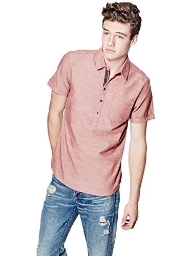 GUESS Men's Cardenas Slim-Fit Chambray Popover