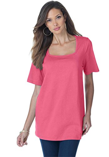 Roamans Women's Plus Size Square Neck Ultimate Tee