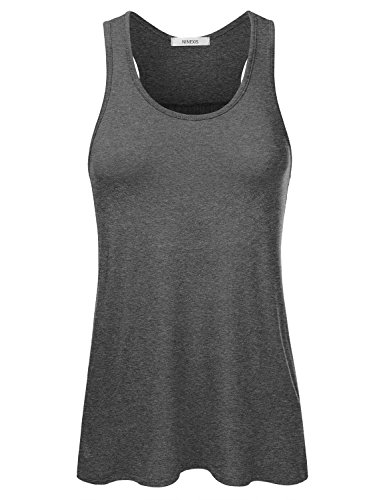 NINEXIS Women's Gathered Racerback Flared Tank Top (S-3XL / 24 Colors)